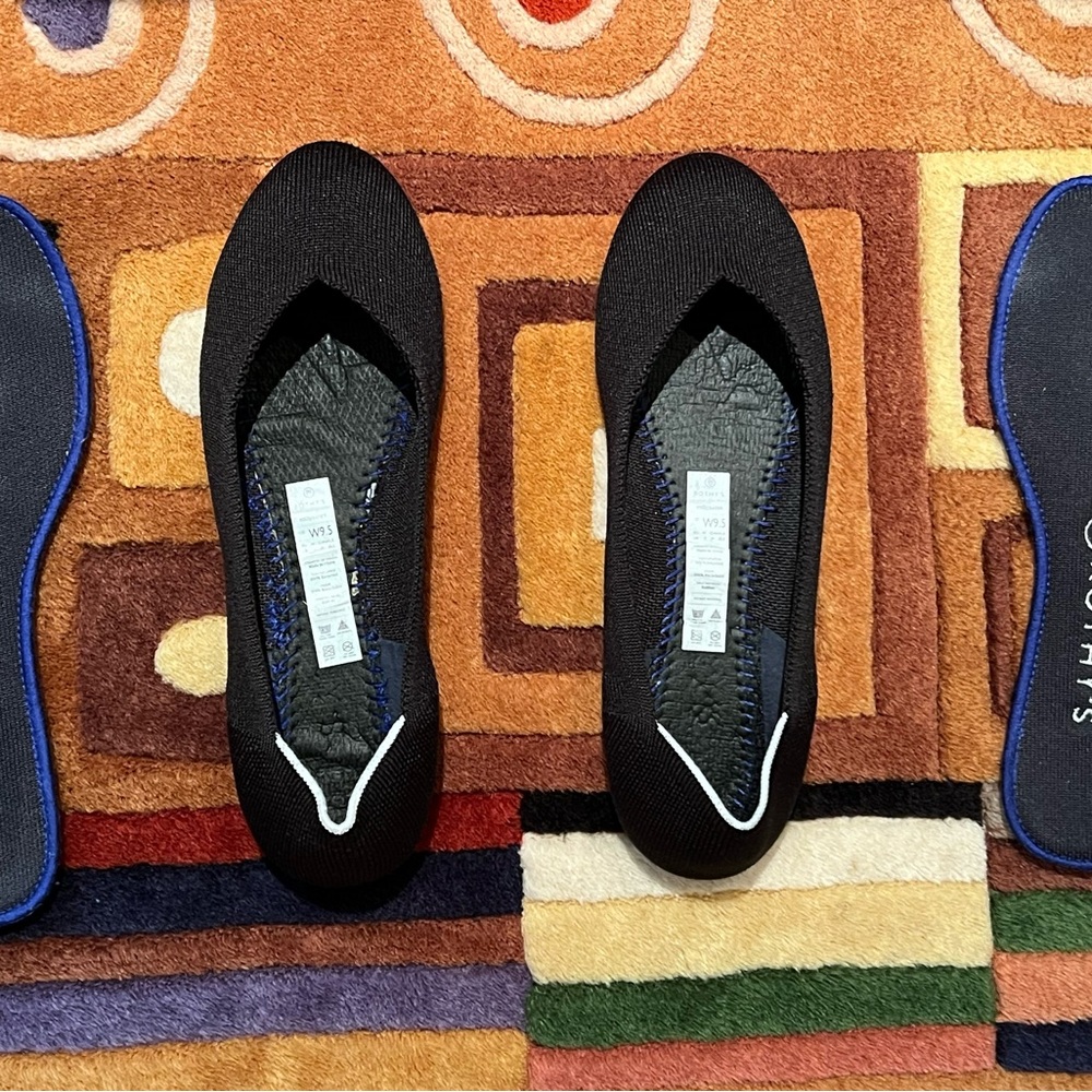 Rothy's Black Flats Sleek Minimalist Design Size 9.5 EU 41 - Picture 3 of 10